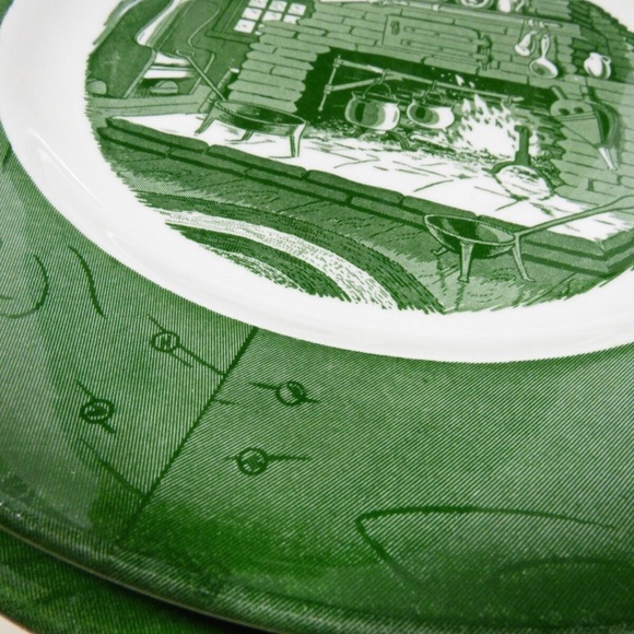 Vintage by Royal China Colonial Homestead green set of 6 dinner plates 10" - Picture 5 of 8